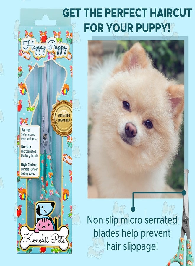 Kenchii Happy Puppy Ball Tip Shears for Dogs | Pet Grooming Essentials | Stainless Steel Trimming Scissors With Safety Blunt Tip | Dog Grooming Tools | 5.5 In - Image 4